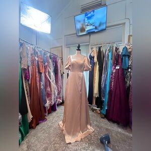 Chic Blush Satin Maxi Dress